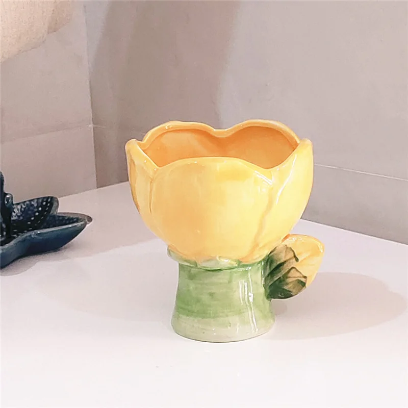 الإبداعية الخزامى السيراميك فنجان القهوة لطيف زهرة نوع كوب ماء المنزل الآيس كريم الحلوى السلطانية المعطرة شمعة الحاويات الإفطار القدح #2