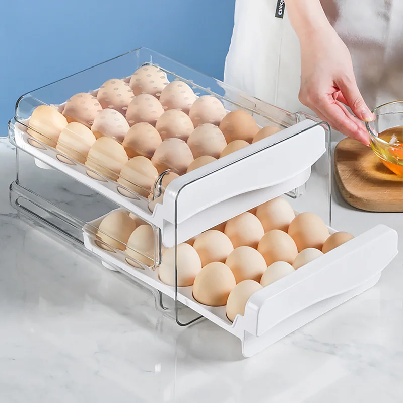 Refrigerator Egg Storage Box Drawer Type Household Fresh-Keeping Case Kitchen Organizer Artifact Rack Special Drawer Egg Box