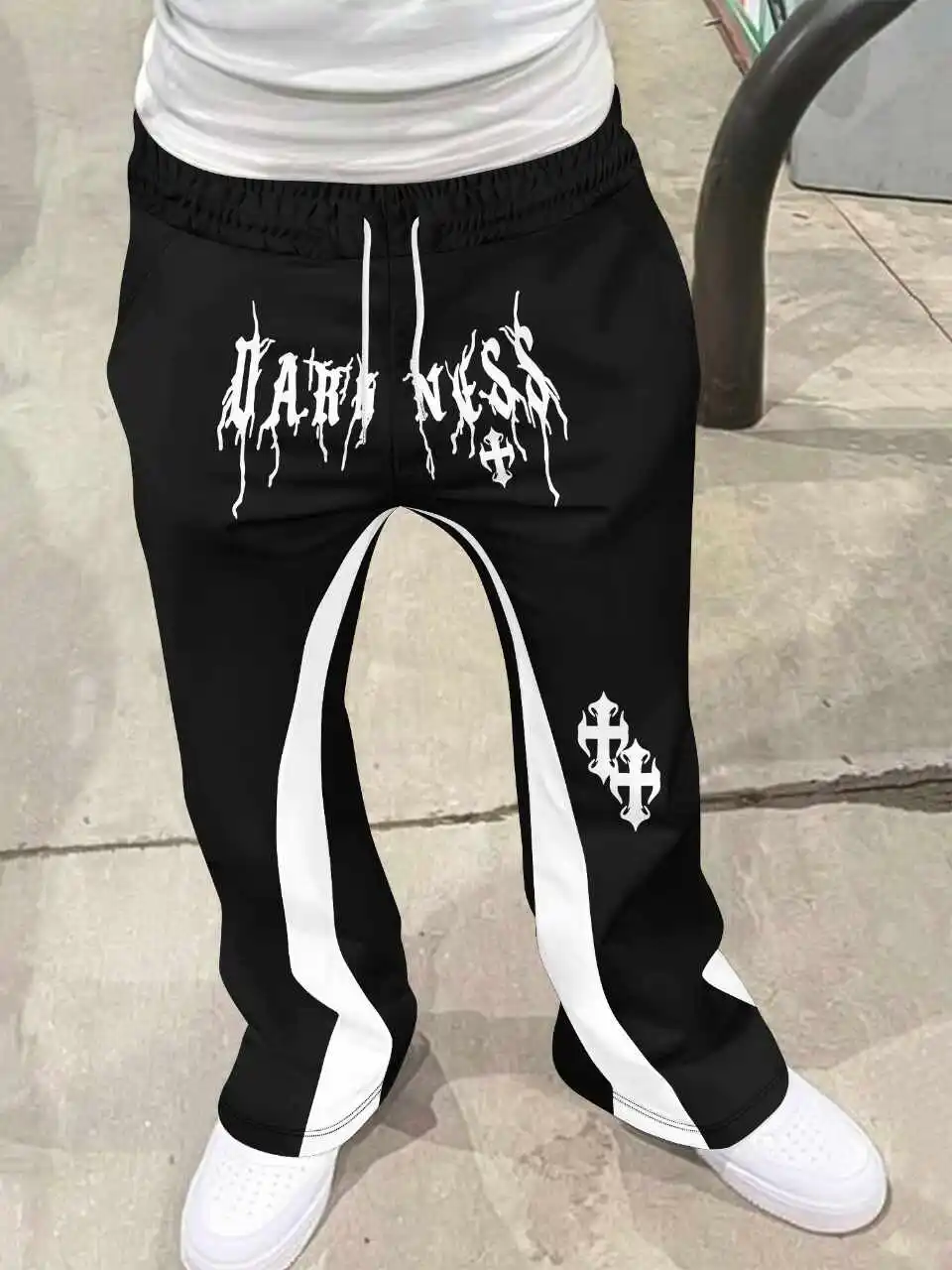 Y2k Flared Pants Men Loose 3D Print Trousers Casual Sweatpants Mid Waist Sporty Female Clothes Streetwear Hip Hop Vintage Pants - view 5
