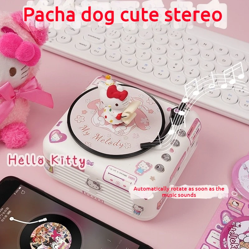 Hello Kitty Record Player Bluetooth Speaker Cute Small Hello Kitty Speaker Birthday Gift Boys And Girls Give To Good Friends