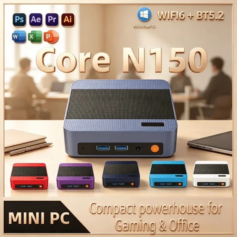 2026 Trend Mini PC Intel N150 Windows 11 12 Optional Colors 16GB/32GB RAM 1TB SSD WIFI6 BT5.2 Home Mini Computer