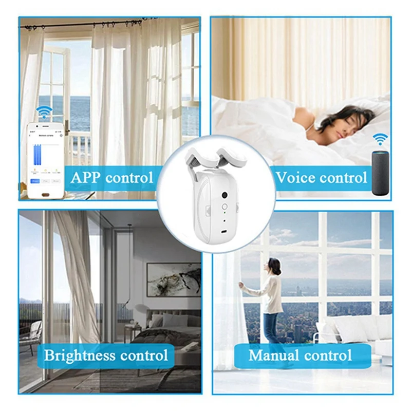 2PCS TUYA Smart Bluetooth Curtains Robot Roman Rod Track Automatic Curtain Opener Remote Control Curtain Motor