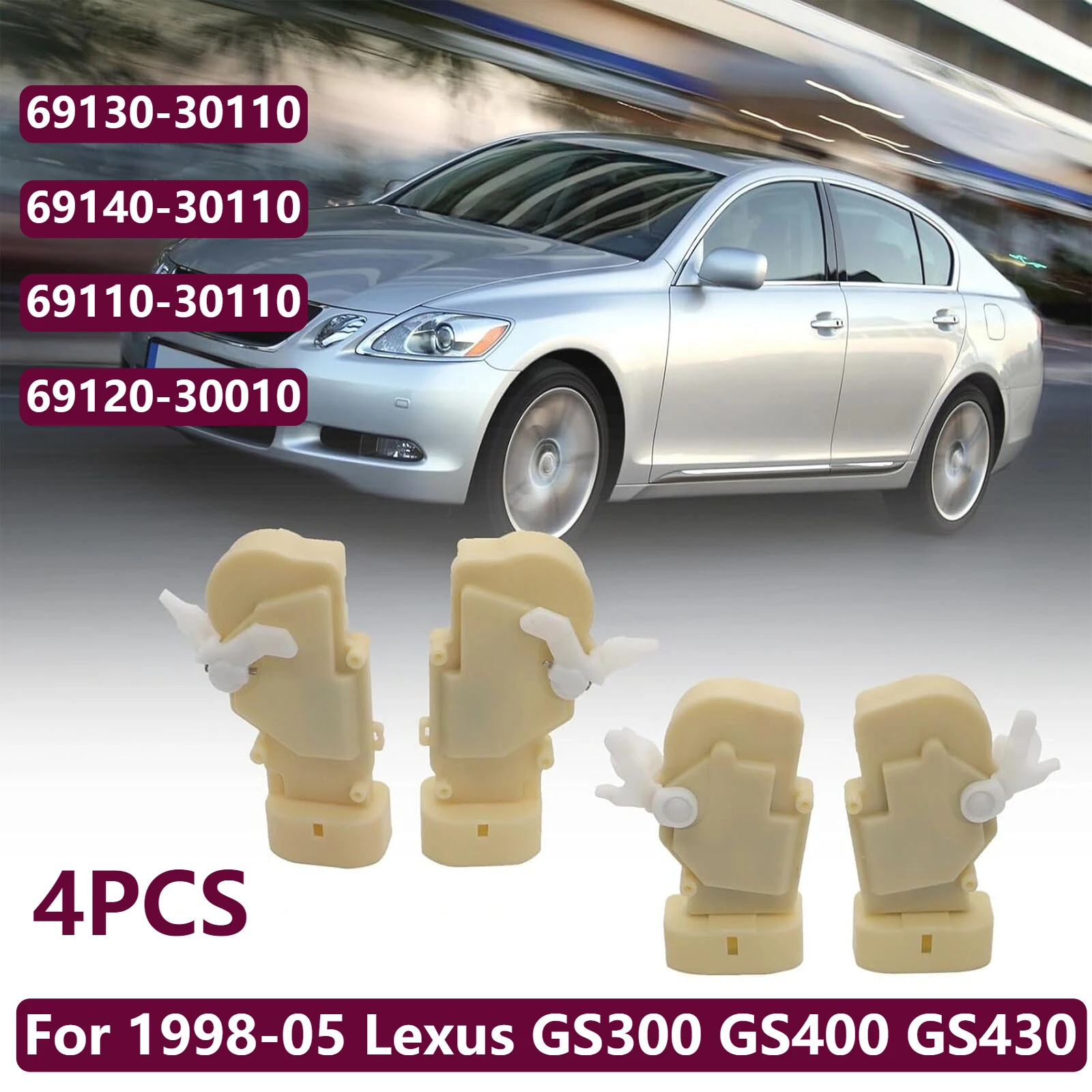 

Denso Set of 4 Power Door Lock Actuators for 1998-05 Lexus GS300 GS400 GS430 69110-30010 69120-30010 69130-30110 69140-30110
