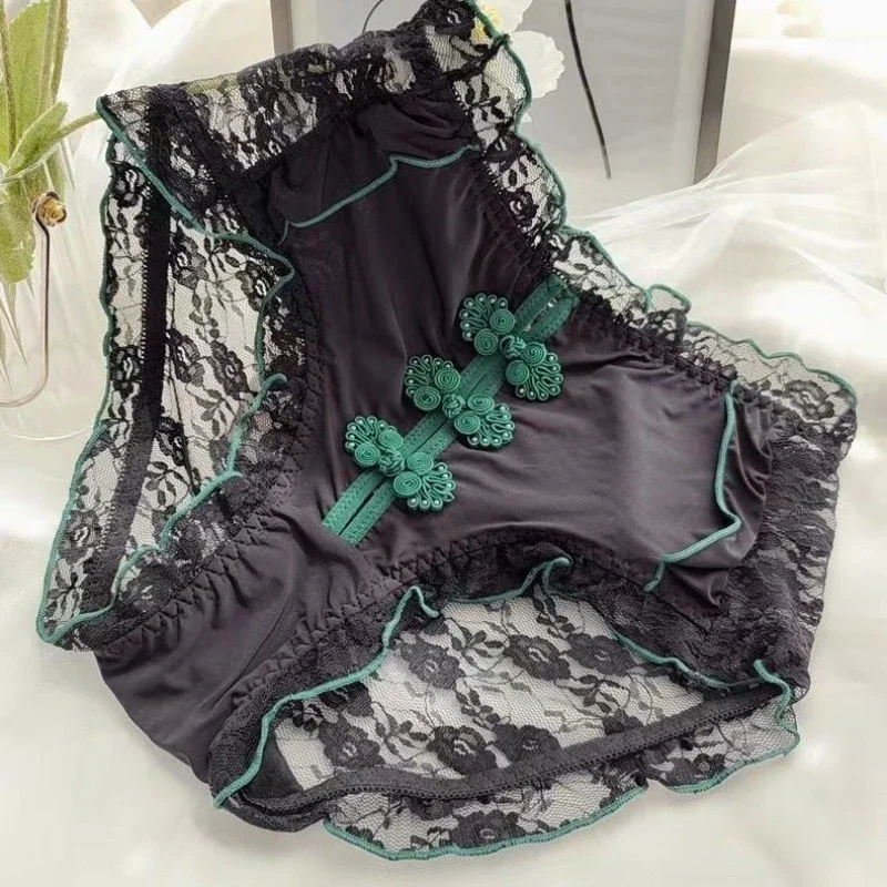

3packs tyle Disc Buckle Pants Comfortable Shorts New Mesh Large Size Panties Ladies Underwear Lace Sexy High Rise Briefs