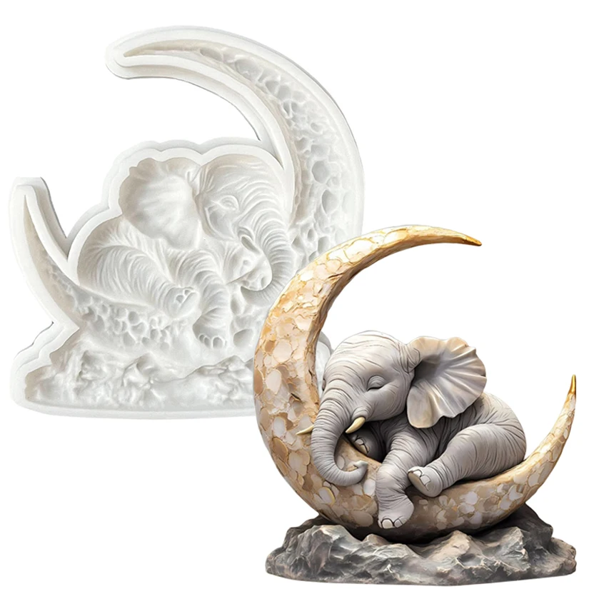 Mond-Baby-Elefant Silikon-Form für Zuckerguss, Kekse, Cupcakes, Schokolade, Backform, Fondant-Kuchendekorationswerkzeuge