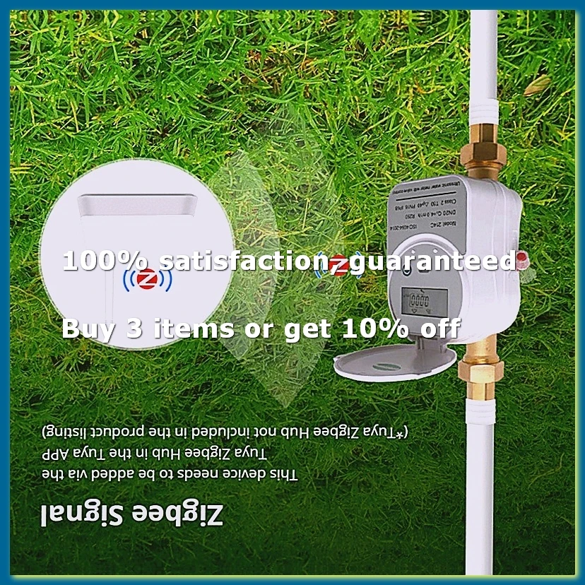 Tuya Zigbee Ultrasonic Water Meter DN15 with Valve LCD Display Water Quantity Flow Consumption Measure IP68 Waterproof-A56M