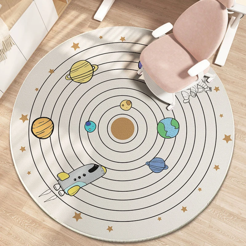 

Space Animal Round Carpet Nonslip Chair Computer Chair Children Room Carpets Learning Desk Waterproof Anti Fouling Thickened Rug