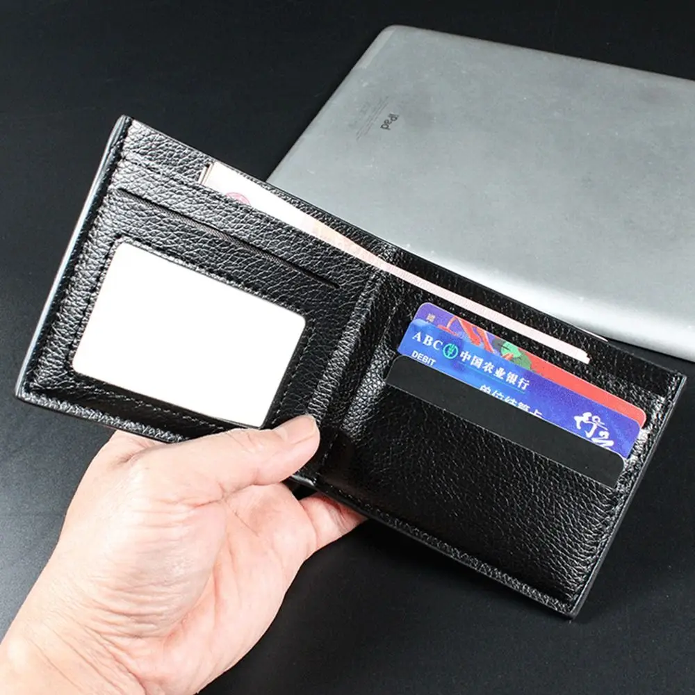 New Pu Leather Short Bifold Wallet Ultrathin Solid Color Card Holder Durable Change Pouch Gift