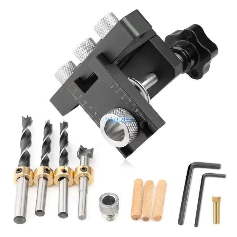 

E15A 3 in 1 Small Hole Woodworking Doweling Jig Kits with Positioning Clip