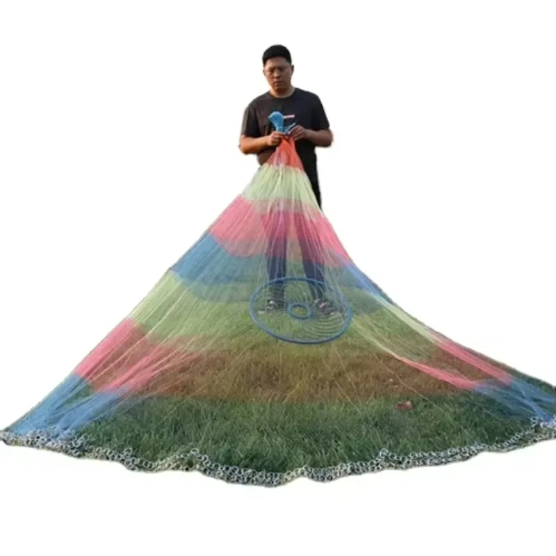 

Ручная работа, нейлоновая монофиламентная высокопрочная разноцветная рыболовная сеть, прочная рыболовная сеть для заброса.