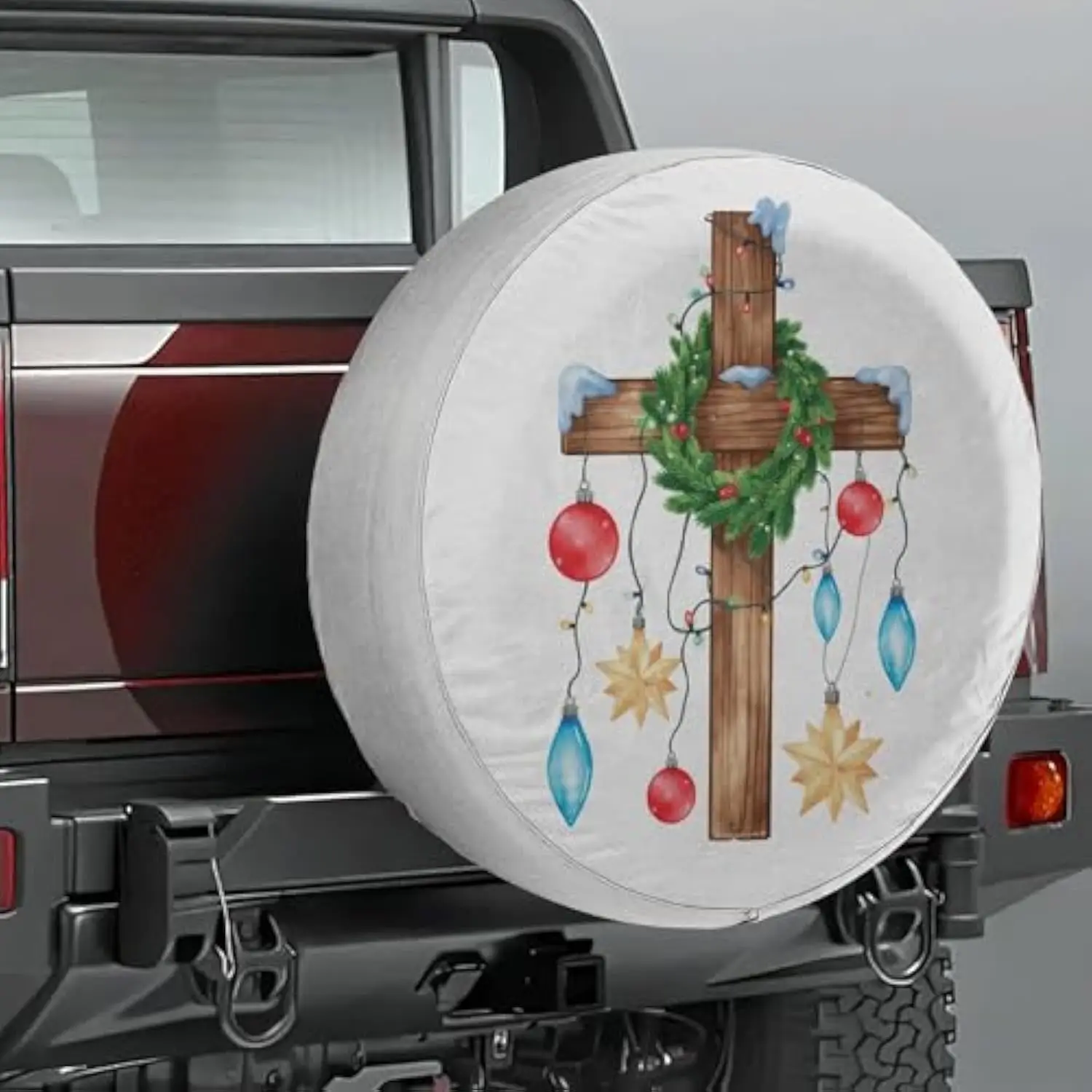 Christian Cross Wreath Christmas Spare Tire Cover Religious Wrangler Outdoor Accessory