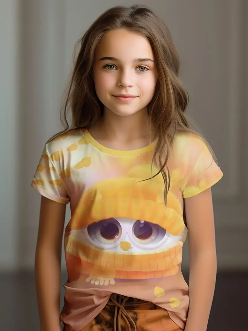 New Summer Children's Short sleeved Top 3D Printed Cute Cat T-shirt Boys and Girls Casual Clothing High Fashion Top