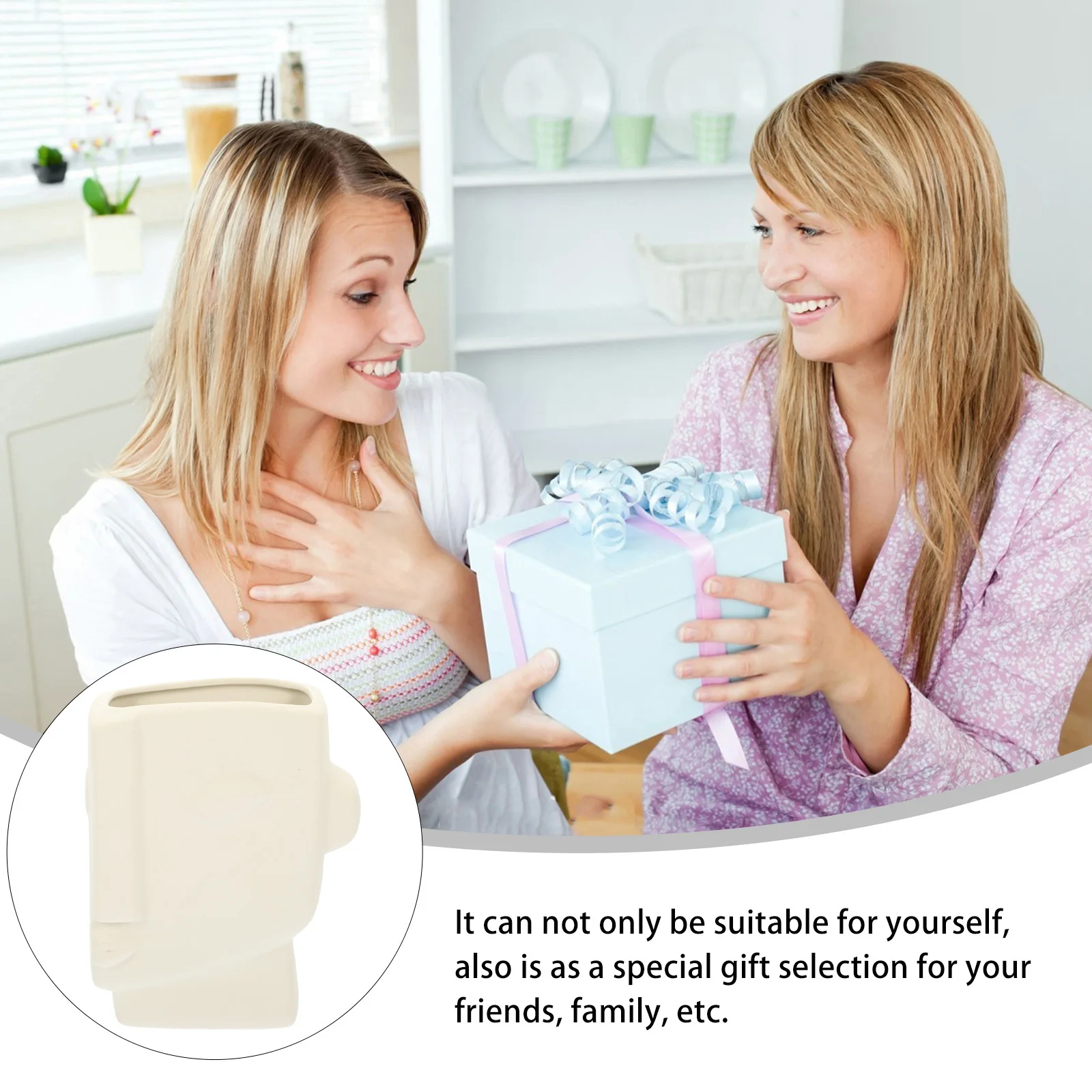 

Vase Abstract Face Pot Creative Ceramic Decorative Flower Dried White Human Shaped