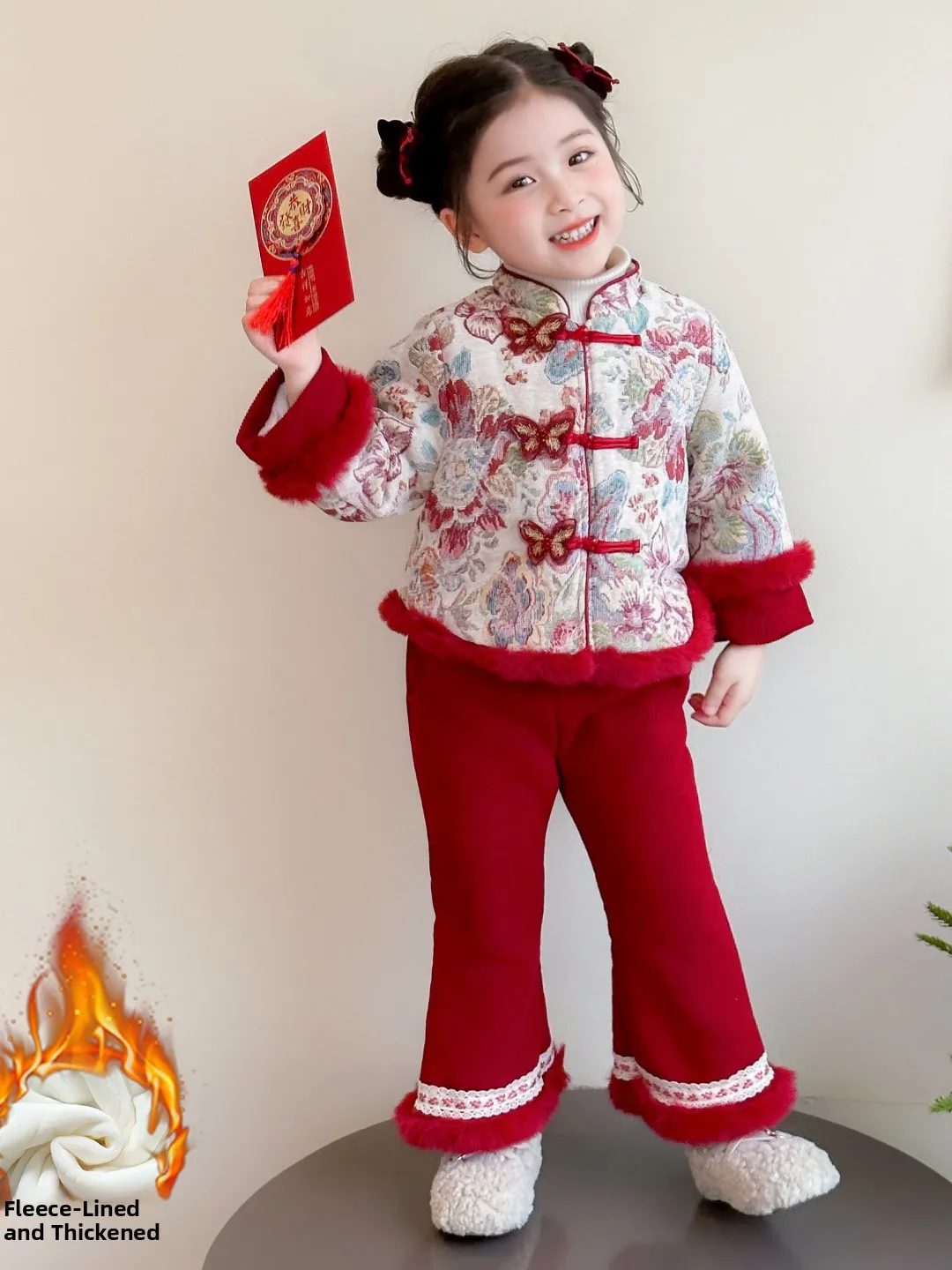 

Очаровательный детский новогодний наряд ханьфу, зимний модный комплект одежды для маленьких девочек, традиционный костюм для праздничного праздника