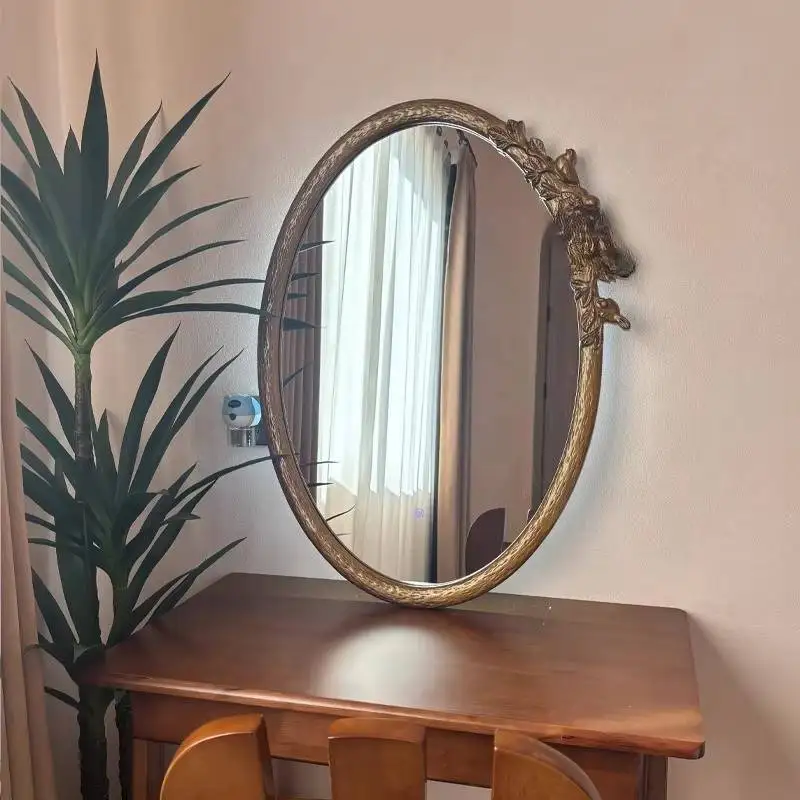 Retro Round Classic Mirror Metal Modern Personalised Decorative Custom Mirror Bedroom Standing Specchio Trucco Accessories