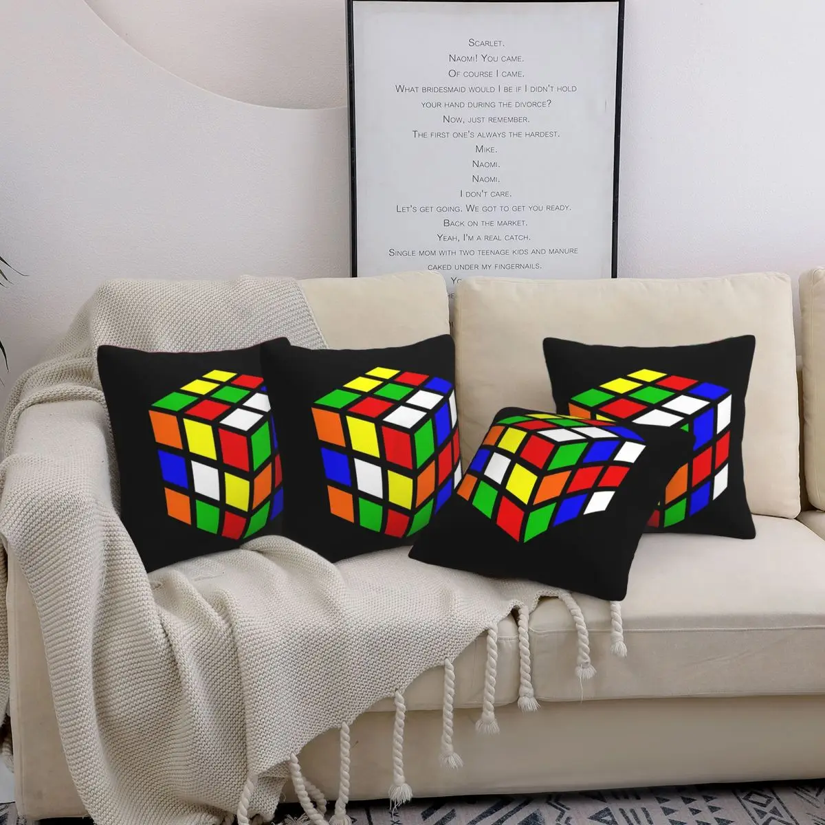 Magic Cube 4pcs Square Pillowcase Cushion Cover Comfort Pillow Case Throw Pillow Cover for Home Sofa Living Room