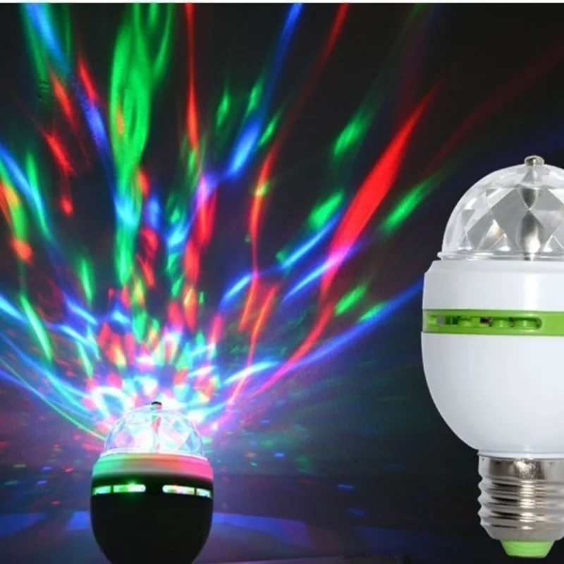 E27 3W Auto Rotating RGB LED Bulb Stage DJ Light Disco Party Lamp Home Decoration Led Party Neon Party Glow In The Dark