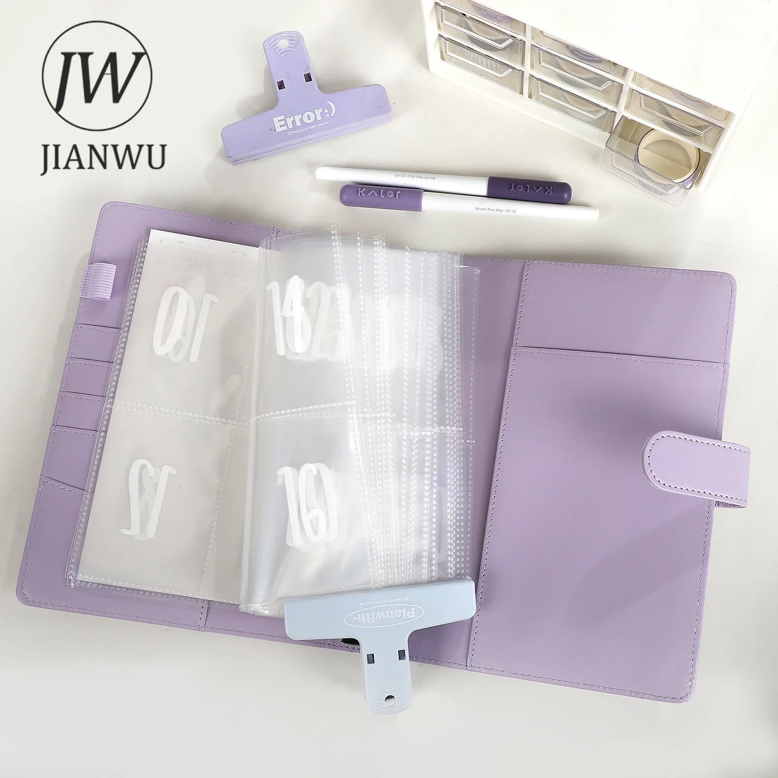 JIANWU A5 100 Envelope Savings Challenge Photo Album Storage Soft Cover Loose-leaf Book Creative DIY Stationery