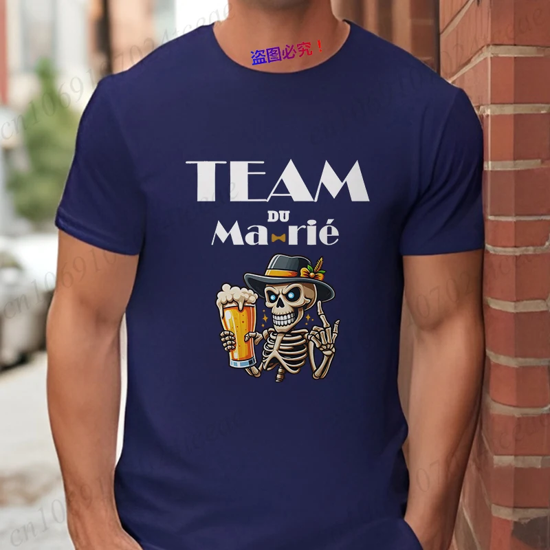 الفرنسية مضحك واحد وداعا حفلة البكالوريوس تي شيرت الزفاف البيرة الهيكل العظمي القمم Evg فريق متزوج المحملة المستقبل العريس رجل فرقة قميص