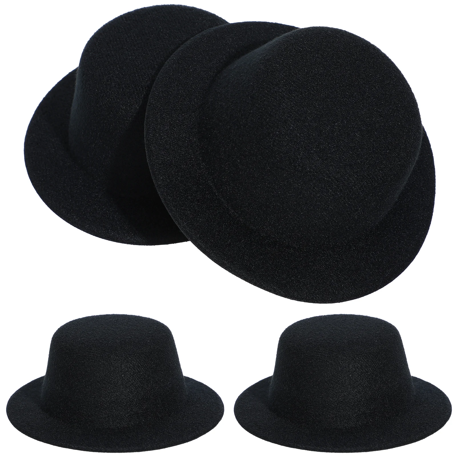 

4pcs Small Formal Hats Hat Embryo Black Color Women Tea Party DIY Hair Clip Accessories Mini Round Cap Decorations