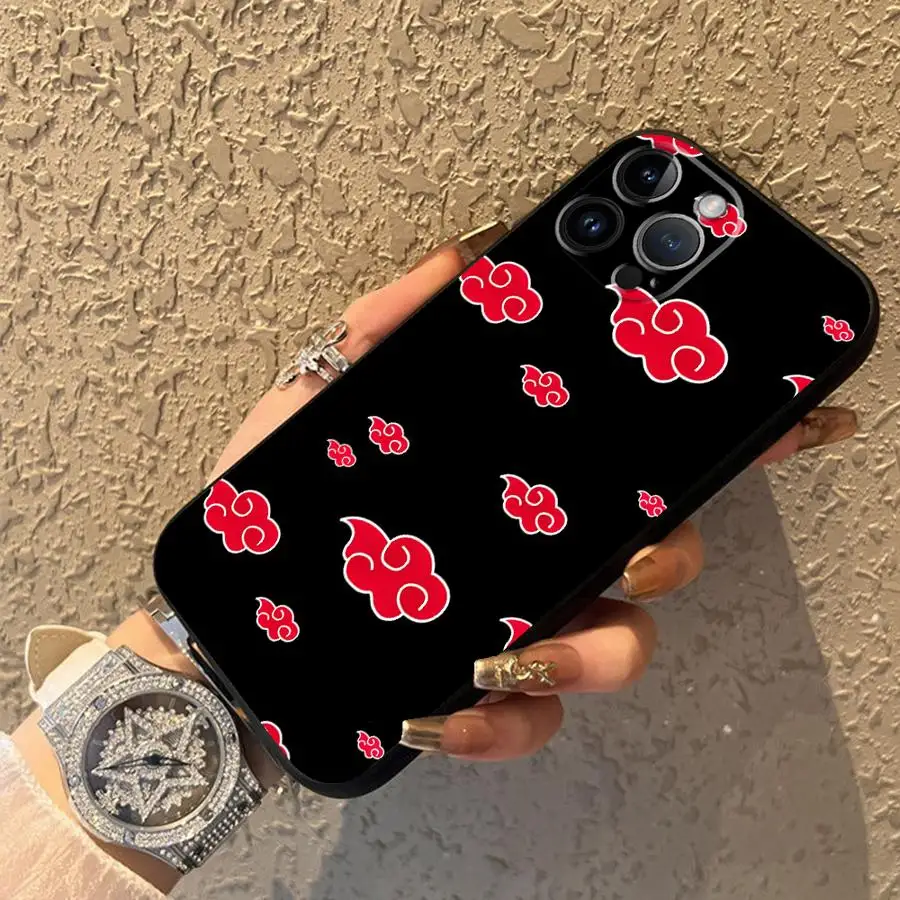 Funda de teléfono suave negra de Anime japonés Cloud para iPhone 15 16 14 Plus 17Air 13 12 11 17 Pro Max 7 8 XR XS Max