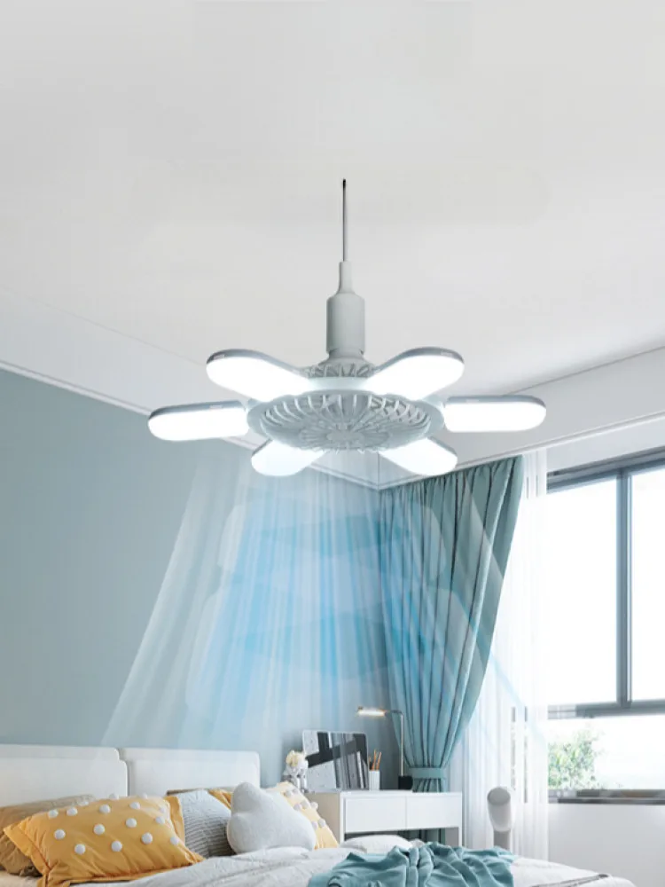 Living Room Dining Room Ceiling Fan Light Screwin Small Chandelier Smart Remote Control Fan Lights Foldable three wind speeds