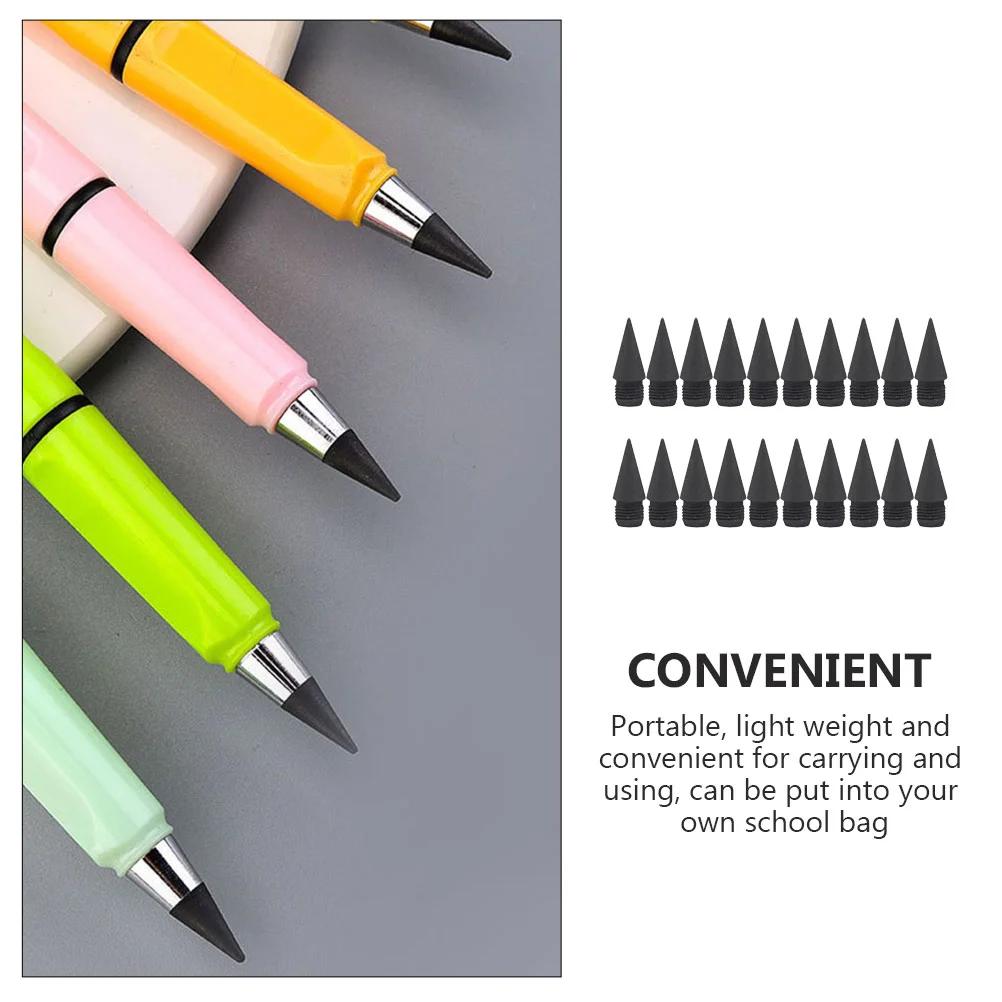 20 Pcs Inkless Pencil Tips Eternal Replacement Replaceable Nibs Infinite Heads Child