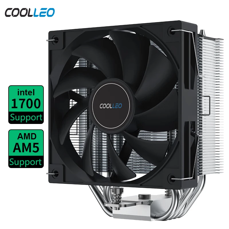 

COOLLEO P40i 4 Heat Pipe CPU Air Cooler 4PIN PWM Silent Fan TDP 215W CPU Radiator for LGA1700 1200 115X 1151 1155 AMD AM4 AM5