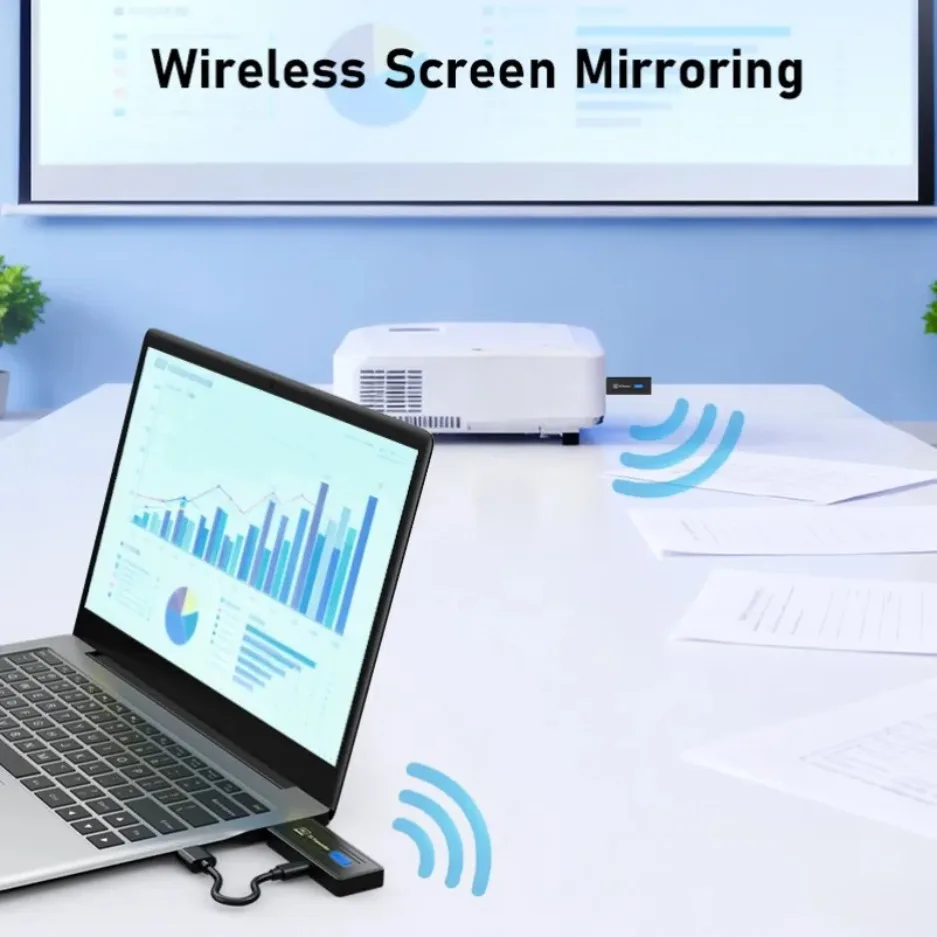 

Проектор с Wi-Fi 5 ГГц, 1080P 60 Гц, донгл для вывода изображения, дальность 60 м, для iOS и Android, беспроводной HDMI-передатчик видео, ТВ-приемник, для ноутбуков и ПК