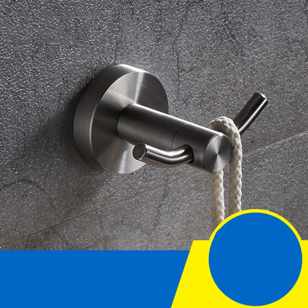 2Pcs Sus304 Stainless Steel Double Robe Hook Towel Coat Wall Mount Clothes Hanger Bathroom Kitchen Multi-Function