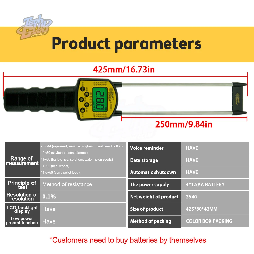 Digital Grain Moisture Meter AR991 Smart Sensor Use For Corn Wheat Rice Bean Peanut Moisture Humidity Tester Measuring Tool