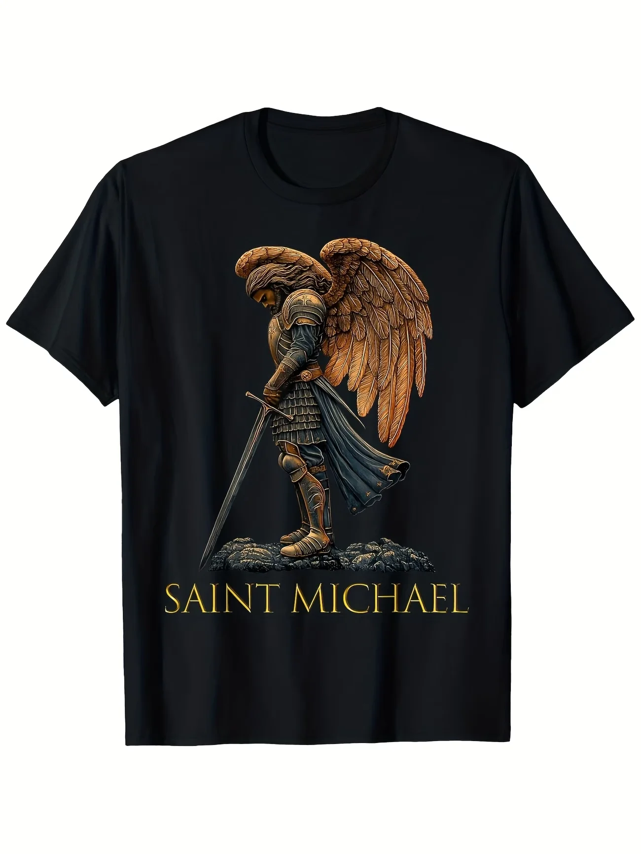 Men'S T Shirt Summer Vintage Saint Michael the Archangel Women Cotton Tee Streetwear Oversize Casual Loose Short Sleeve Harajuku