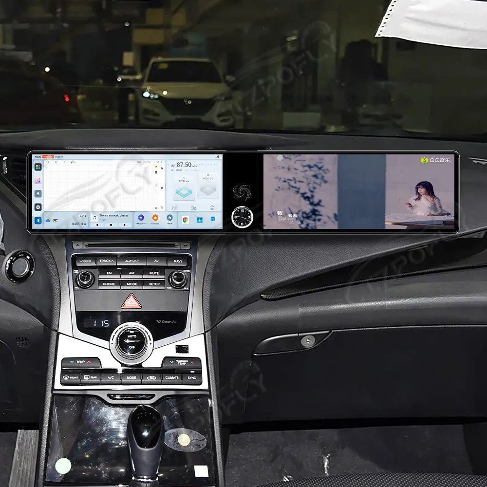 

Для Hyundai Grandeur 2014–2015, двойной 12,3-дюймовый автомобильный радиоприемник с беспроводным Carplay, Android Auto, GPS-навигацией и сенсорным экраном