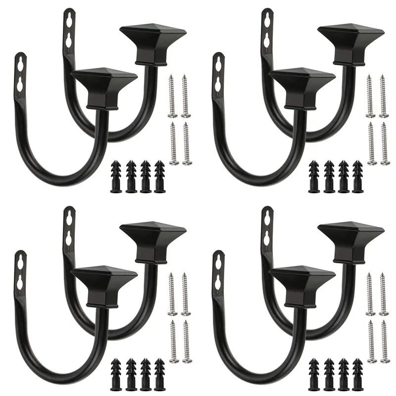 

A01F-Набор из 8-х квадратных металлических декоративных занавесок, настенные подхваты для драпировки окон, черные