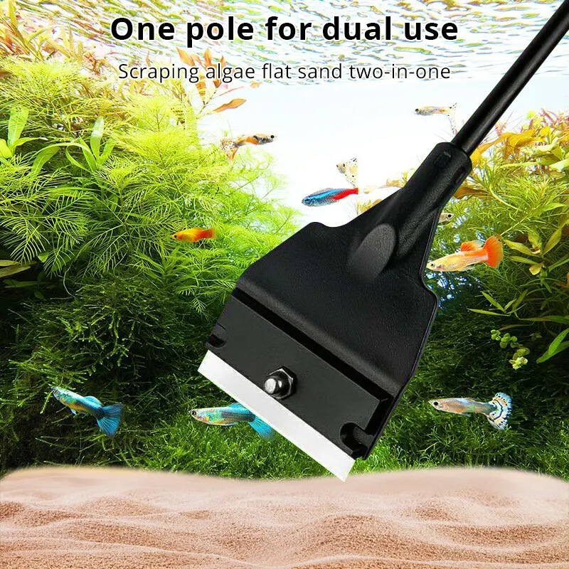 Aquarium Algae Scraper Cleaner Long Handle Detachable Tank Razor Blade Glass Cleaner Tool Aquarium Cleaner Brush