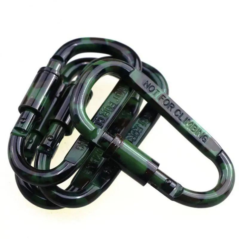 Shape Camouflage Aluminum Alloy Carabiners Tactical Hanging Buckles With Lock Backpack Buckles For Mountaineering Hiking