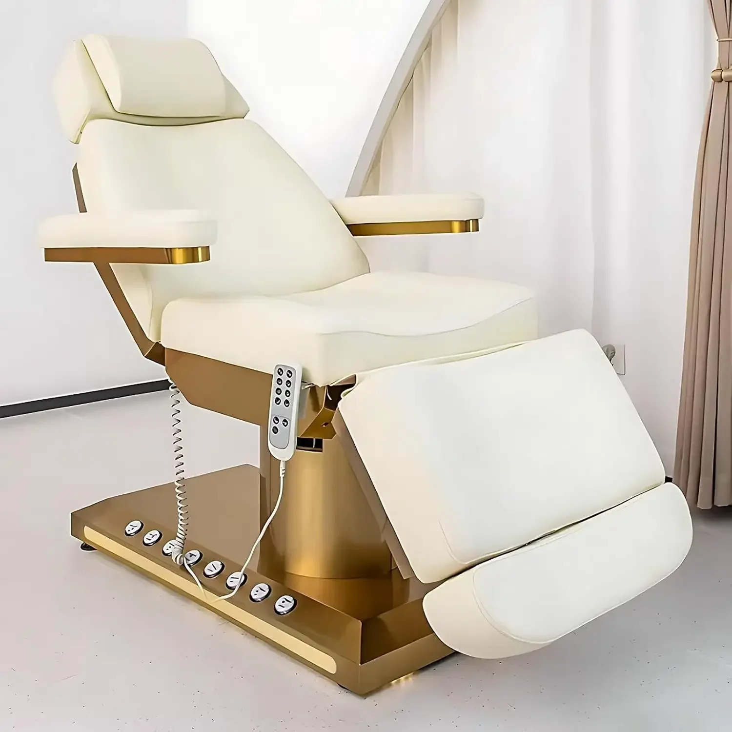 2026 Wholesale White Gold Base Adjustable Height Electric Massage Spa Bed Modern Beauty Salon Therapy Medical Bed