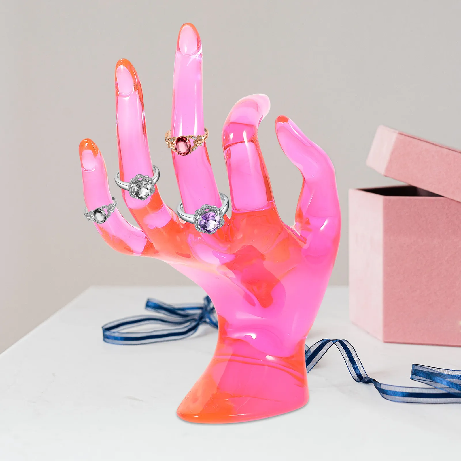 

Jewelry Display Ring Holder Hand-Shaped Resin Stand Desktop Necklace Bracelet Holder Decorative Multi-Function Jewelry Accessory
