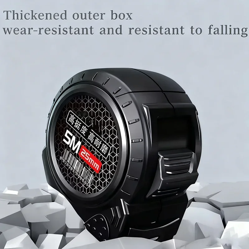 شريط قياس فلورسنت ذاتي القفل احترافي 3/5/7.5/10 متر، شفرة متينة واسعة مع مقياس متري، قياس عالي الدقة #5