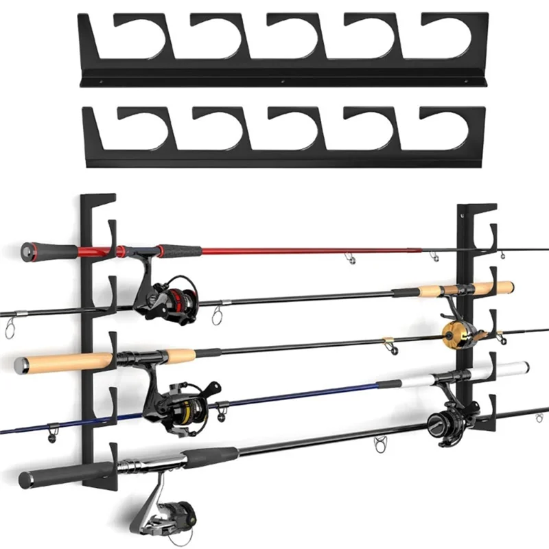 

【Must-Haves】Wrought Iron Fishing Rod Rack, Can Be Hung Wall Or Ceiling, Horizontal Support, Can Accommodate 6 Fishing Rods