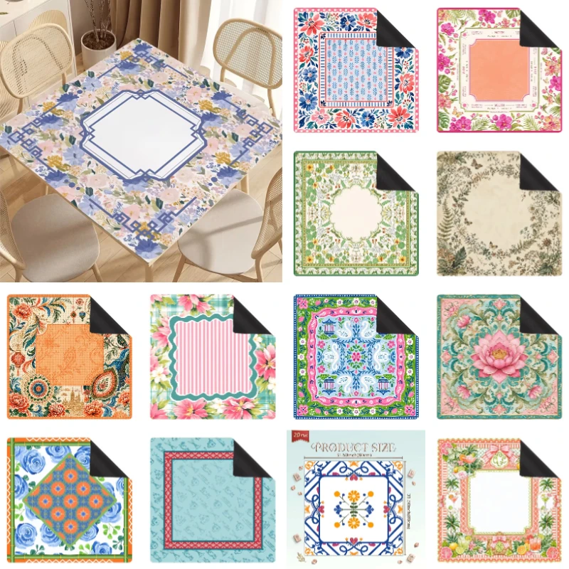 Vintage Bohemian Floral Foldable Rubber Mahjong Pad Anti Slip Table Mat for American Mahjong Poker Domino Indoor Party Game