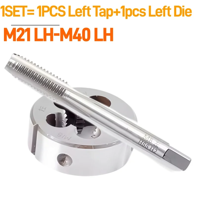 1PCS Left Hand Tap and 1PCS Left Die M21M22M23M24M25M26M27M28-M40 X 3 1 0.75 1.25 2.5 2