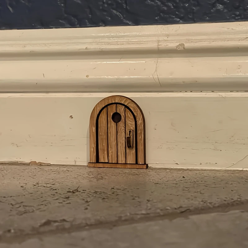 Handmade Wooden Mouse Hole Door Decoration - Retro - Style Wood - Grain Wall Art, Easy Install Indoor/Outdoor Decor for Home