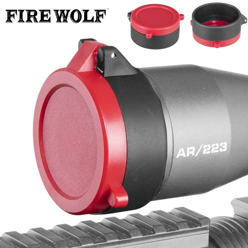 Fire Wolf Jacht Accessoires Red Rifle Scope Cover Quick Flip Lente Up Open Lens Cover Cap Beschermen Doelstelling Cap Voor jach