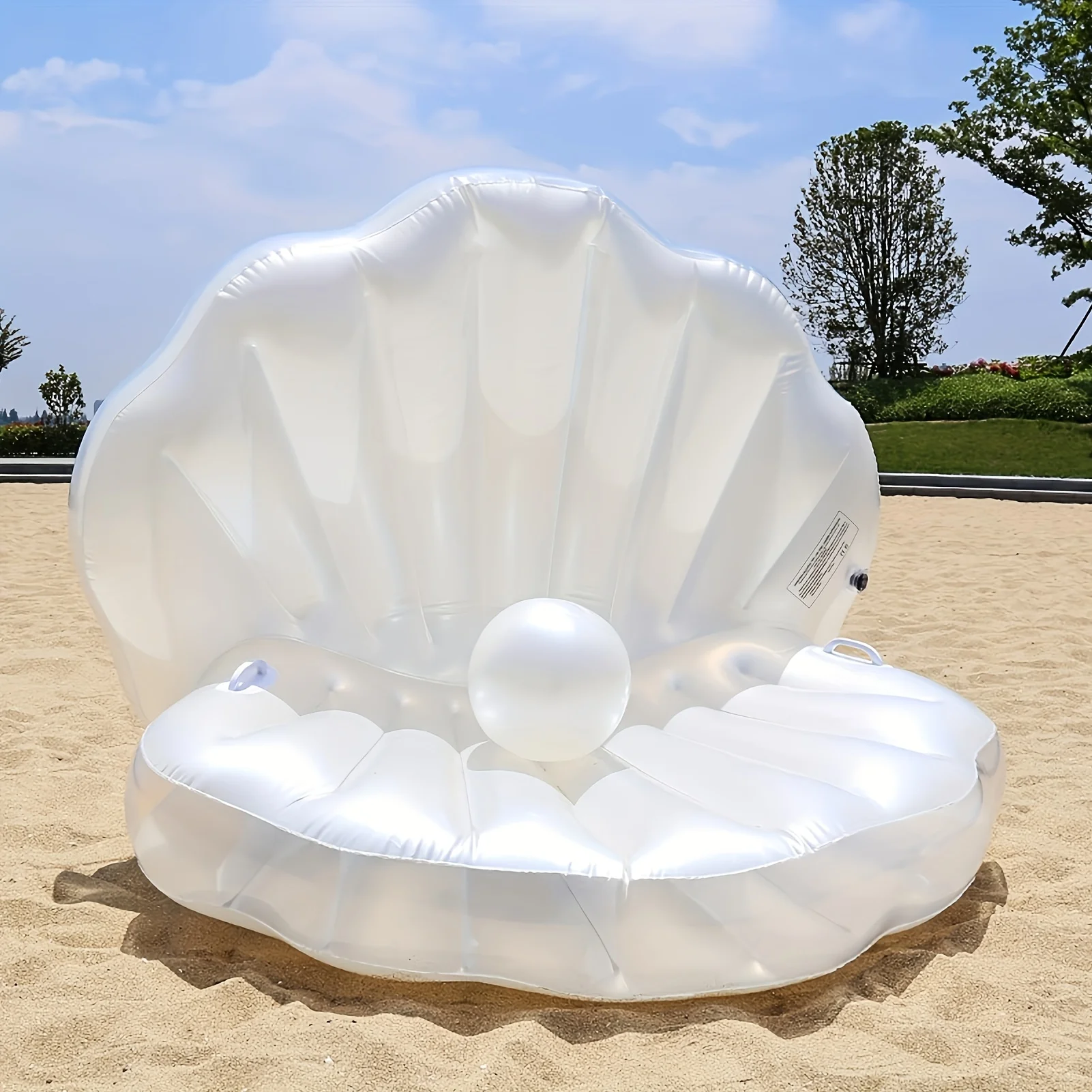 1 PC สีขาวออกแบบ Inflatable SHELL FLOAT PVC Pool Lounge สําหรับฤดูร้อน Beach PARTY น้ําผ่อนคลาย