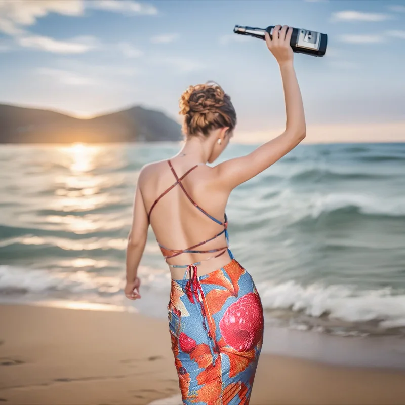 Monos De Mujer Elegante En Oferta Abito da donna con stampa floreale Cami senza maniche con cinturino per spaghetti con scollo a V sul retro Abito lungo sottile incrociato