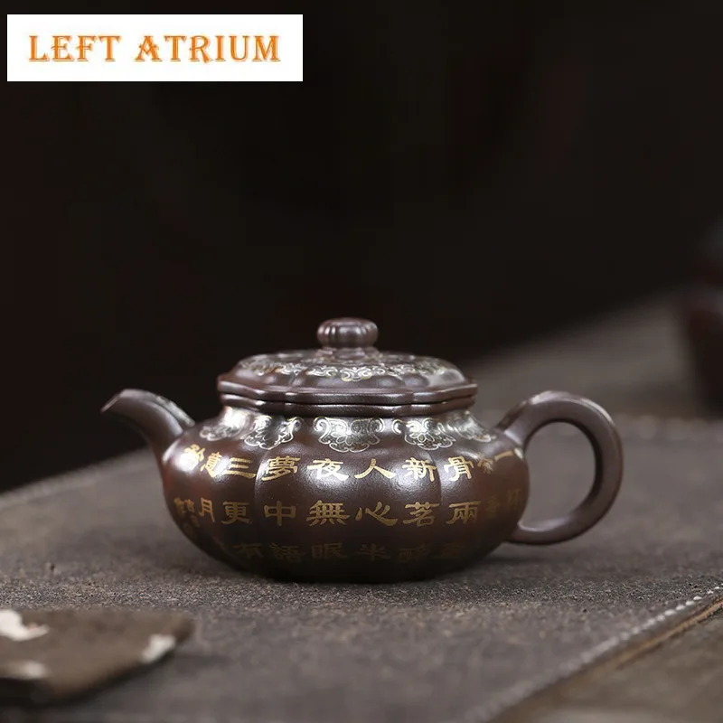 

190ml Aesthetic Yixing Purple Clay Teapots Handmade Octagon Ruyi Pot Raw Ore Purple Mud Kettle With Filter Zisha Tea Set Craft
