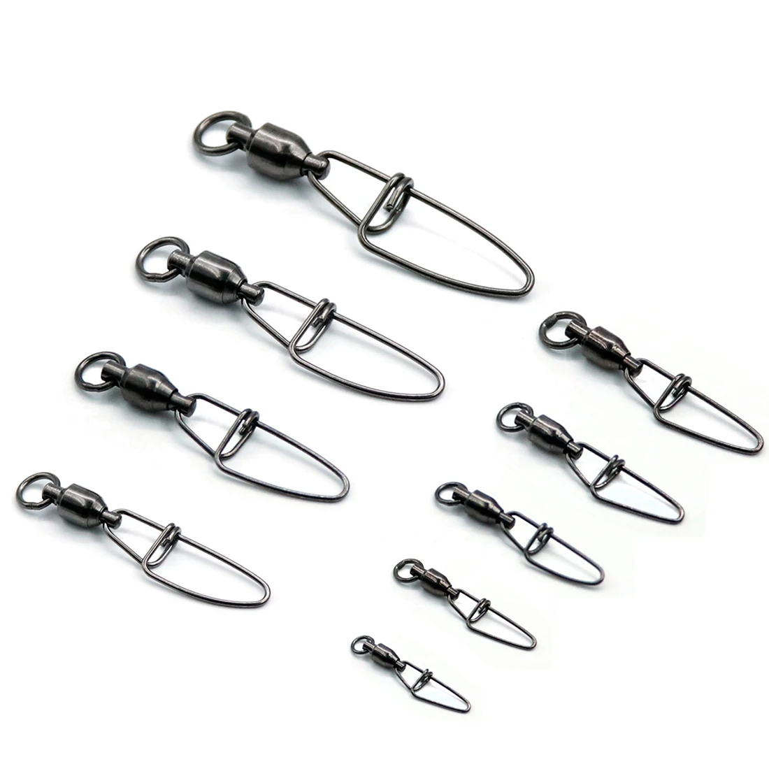 Imagem -05 - Fishtrip-crosslock Snap Ball Bearing Swivels Níquel Preto Interlock Conector de Pesca Snap 20100pack Aço Inoxidável