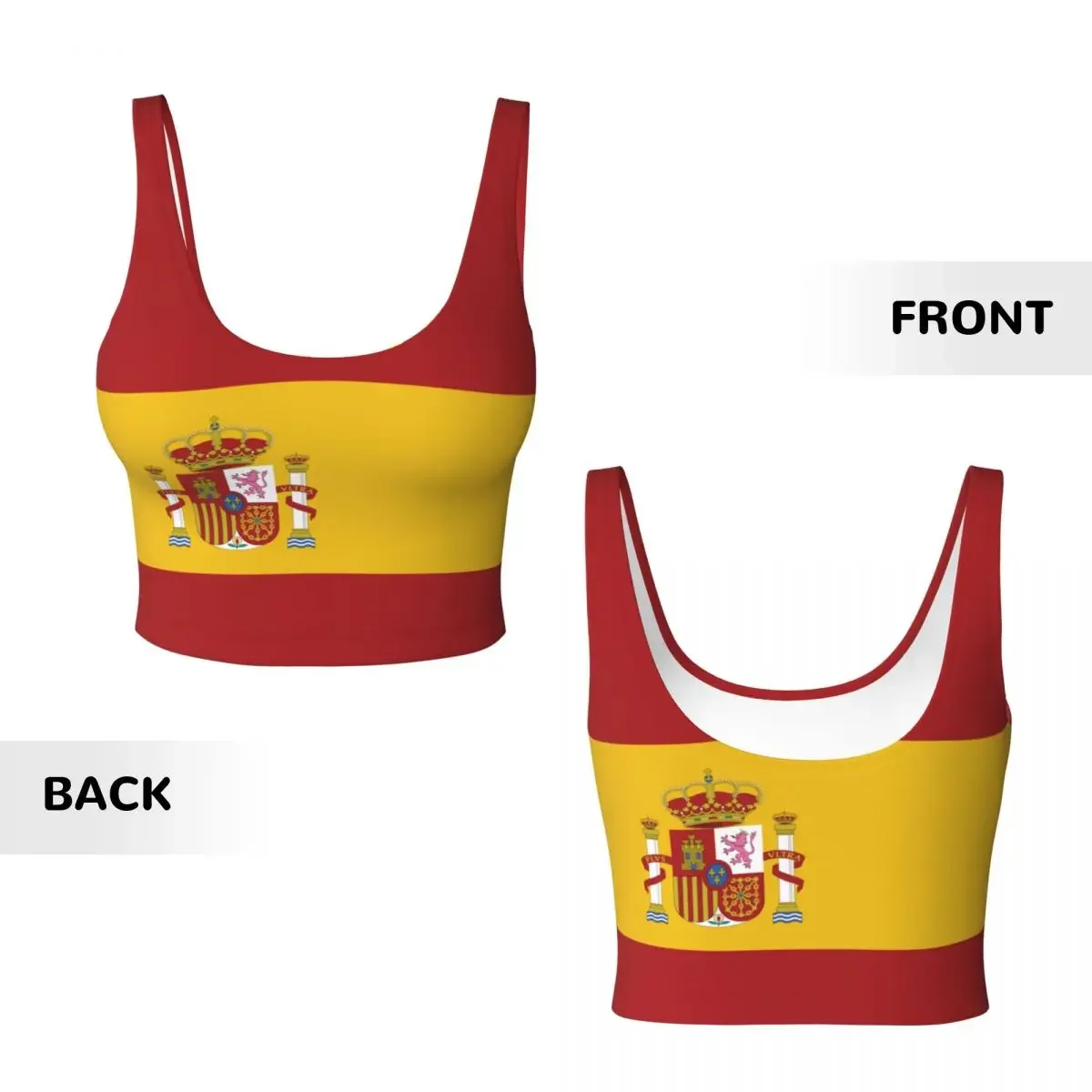 สเปนธง Basic Tops ผู้หญิง Samba เซ็กซี่ V คอโยคะฟิตเนสเสื้อกีฬา