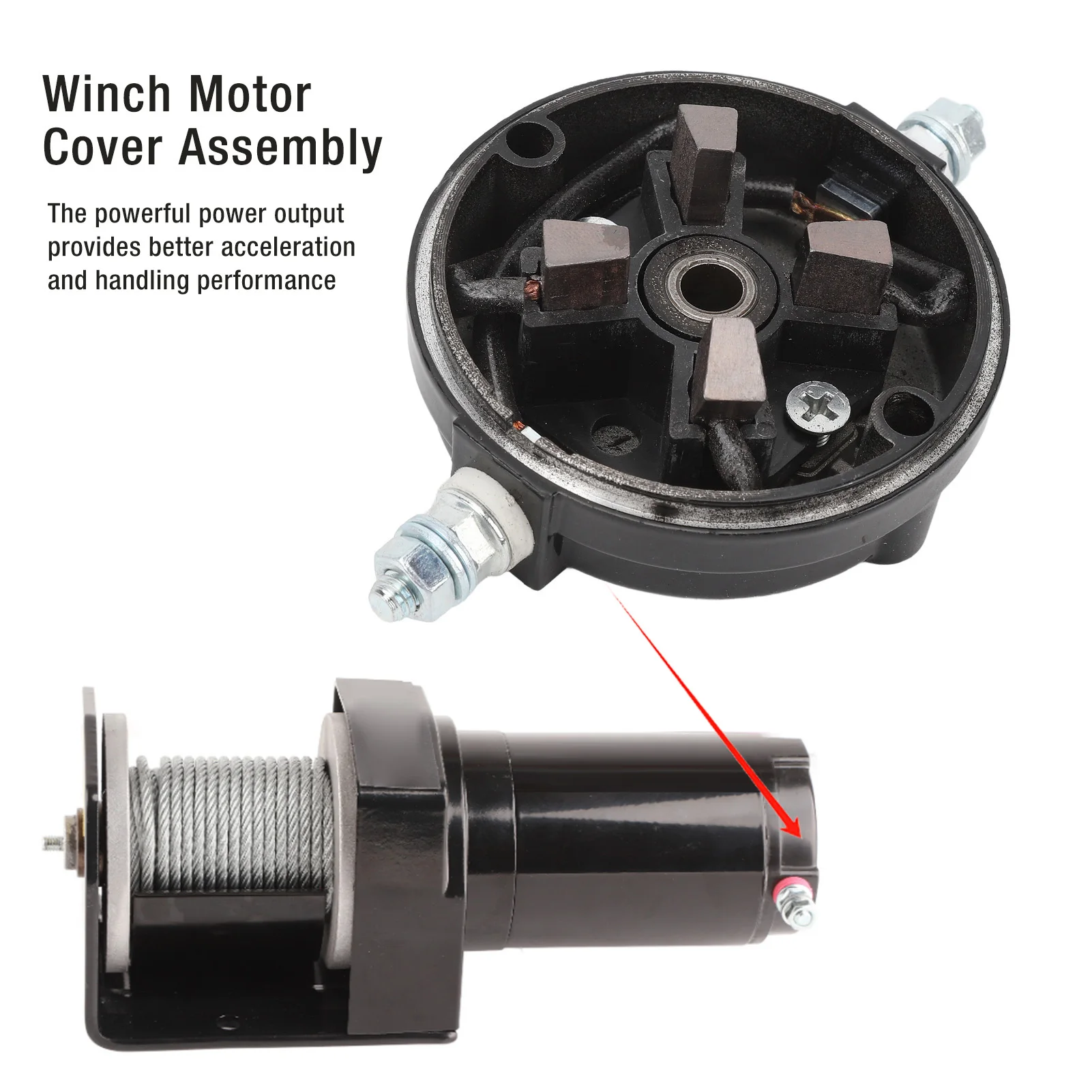 Winch Motor Cover Assembly Copper Iron Structure Strong Power Output High Performance for 2000 to 4500lb ATV UTV